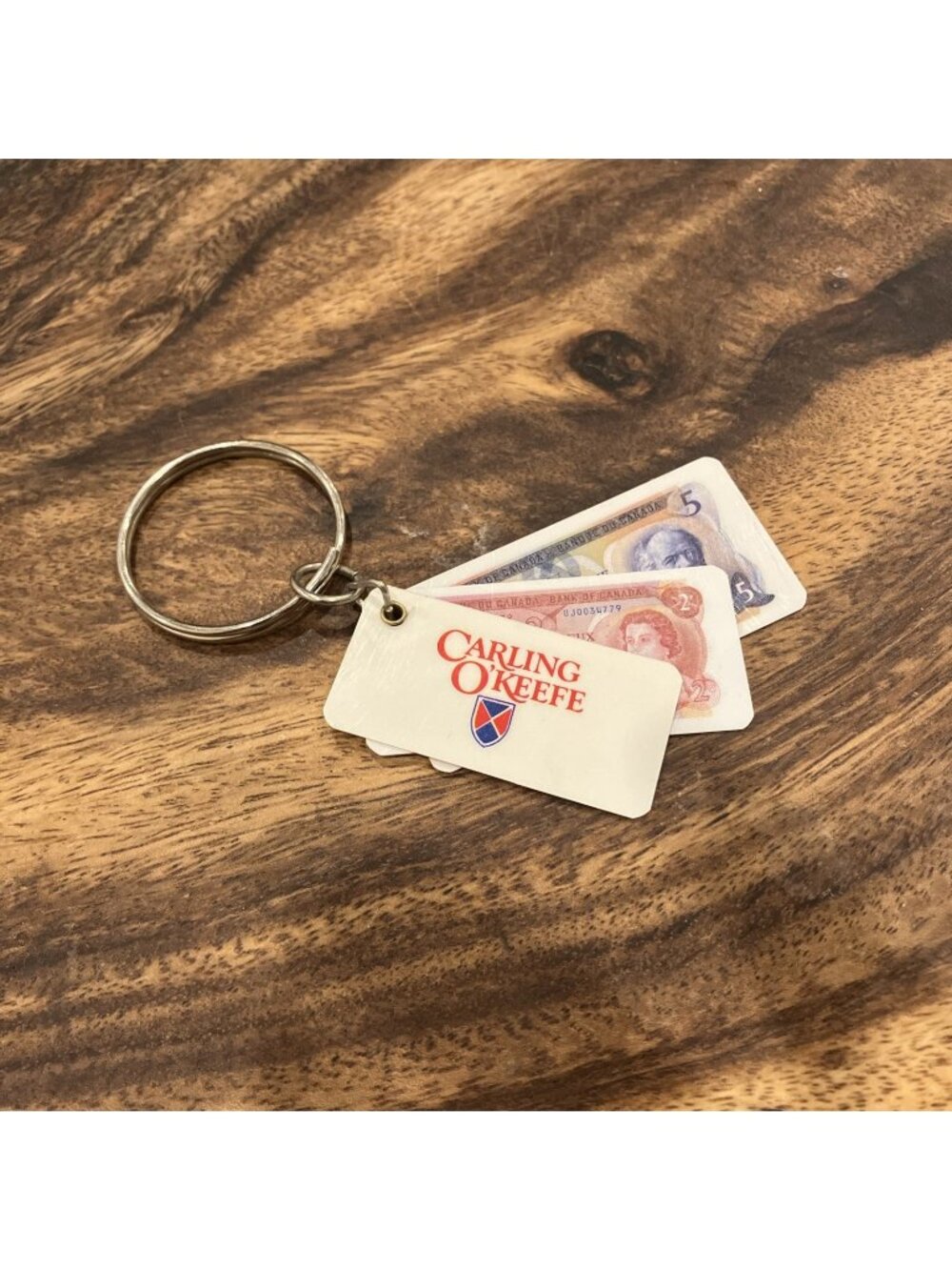 Vintage Carling O’Keefe Plastic Canadian Money Keychain